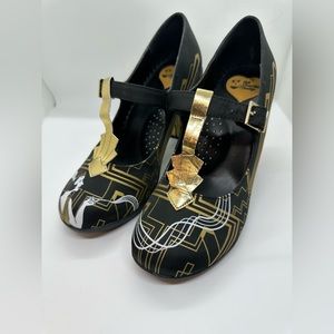 Chocolaticas® High Heels “Golden Nights” Art Deco Flapper Mary Jane Pumps